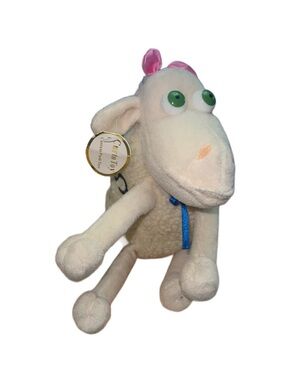 Serta Counting Sheep plush Toy 8" long Serta Mattress ad mascot RARE GREEN EYES